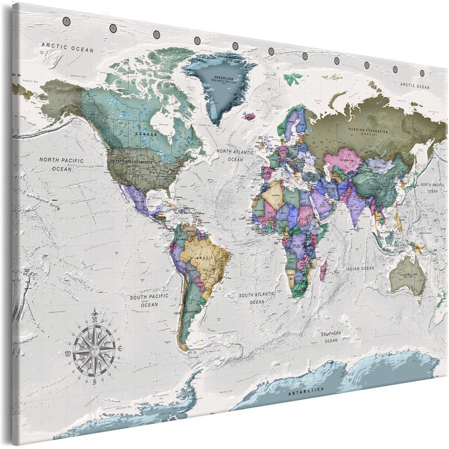 Stretched Canvas World Map Art - World Destinations Wide-Tiptophomedecor