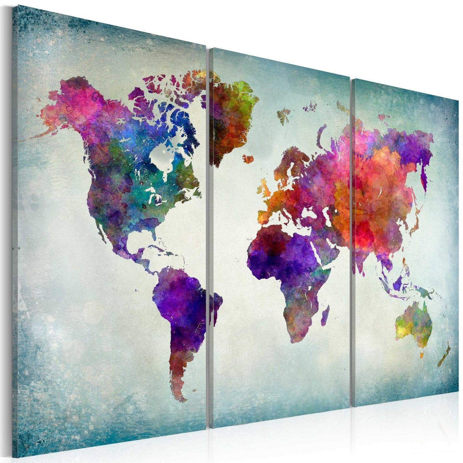 Stretched Canvas World Map Art - World In Colors-Tiptophomedecor