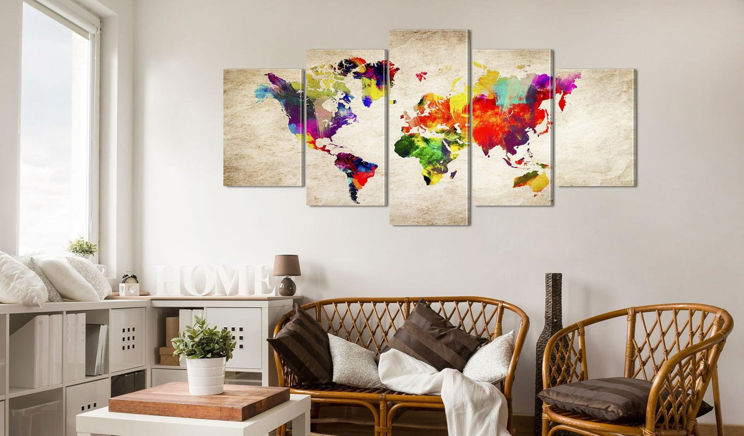 Stretched Canvas World Map Art - World Map: Abstract Fantasy-Tiptophomedecor