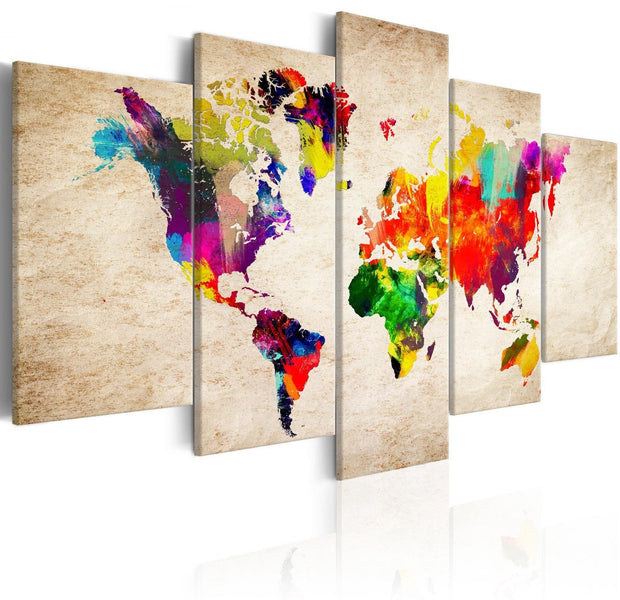 Stretched Canvas World Map Art - World Map: Abstract Fantasy-Tiptophomedecor