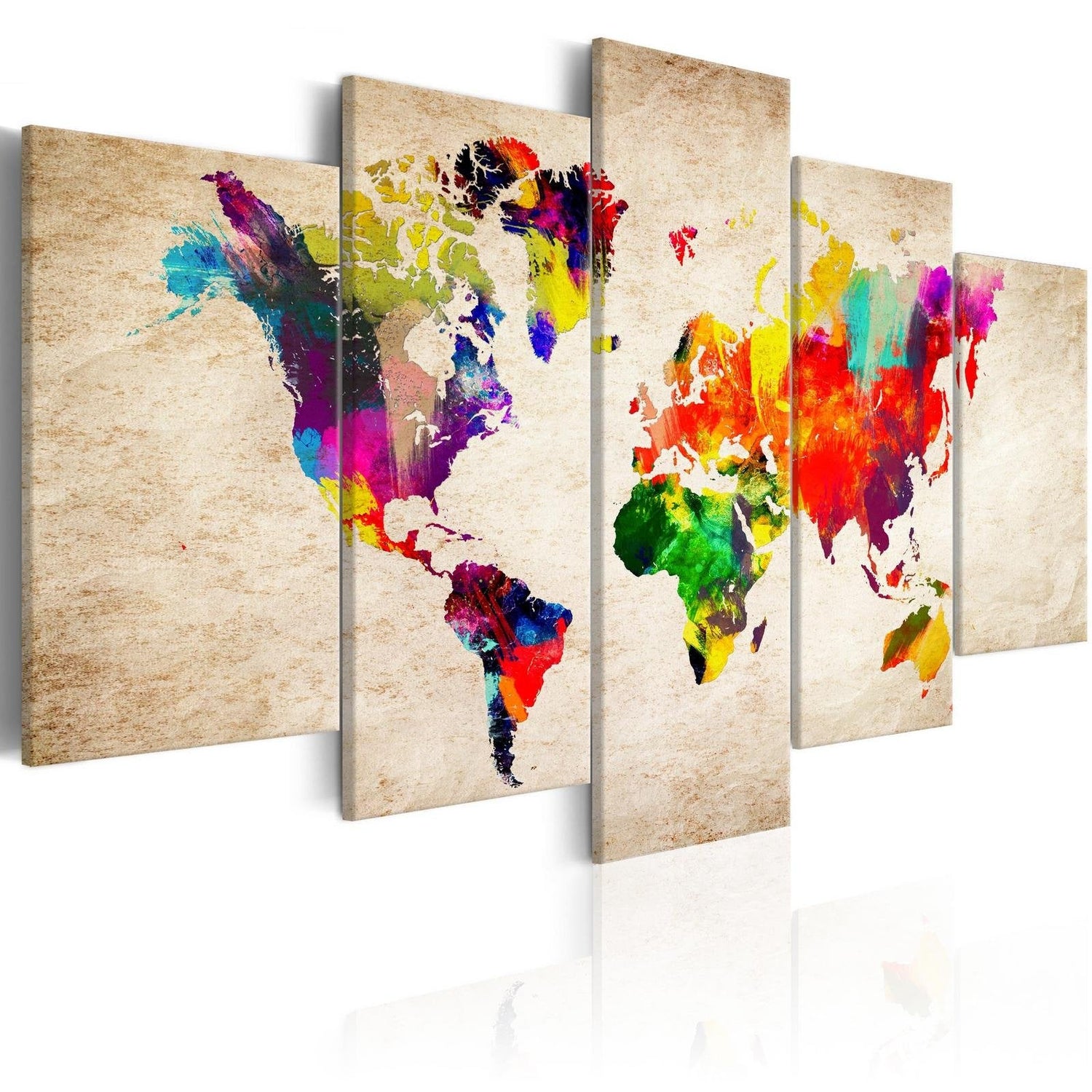 Stretched Canvas World Map Art - World Map: Abstract Fantasy-Tiptophomedecor