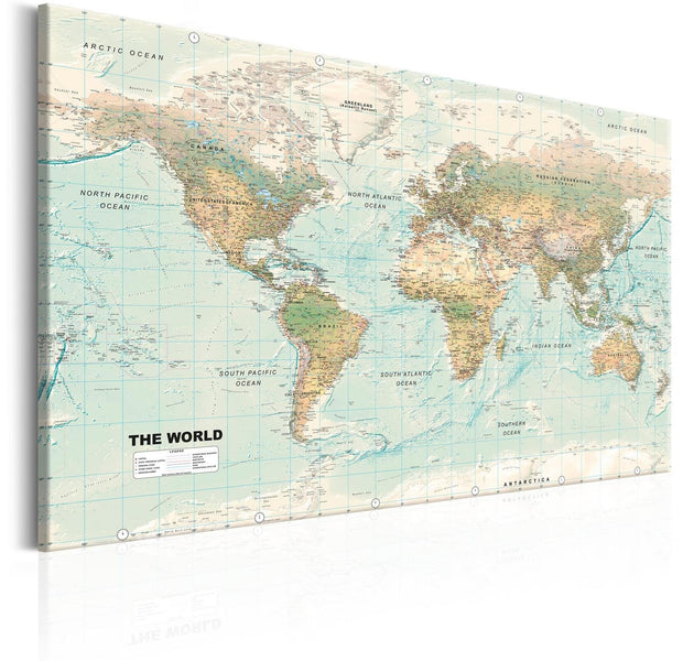 Stretched Canvas World Map Art - World Map: Beautiful World-Tiptophomedecor