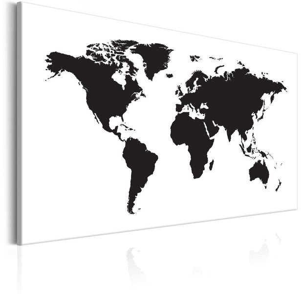 Stretched Canvas World Map Art - World Map: Black & White Elegance-Tiptophomedecor