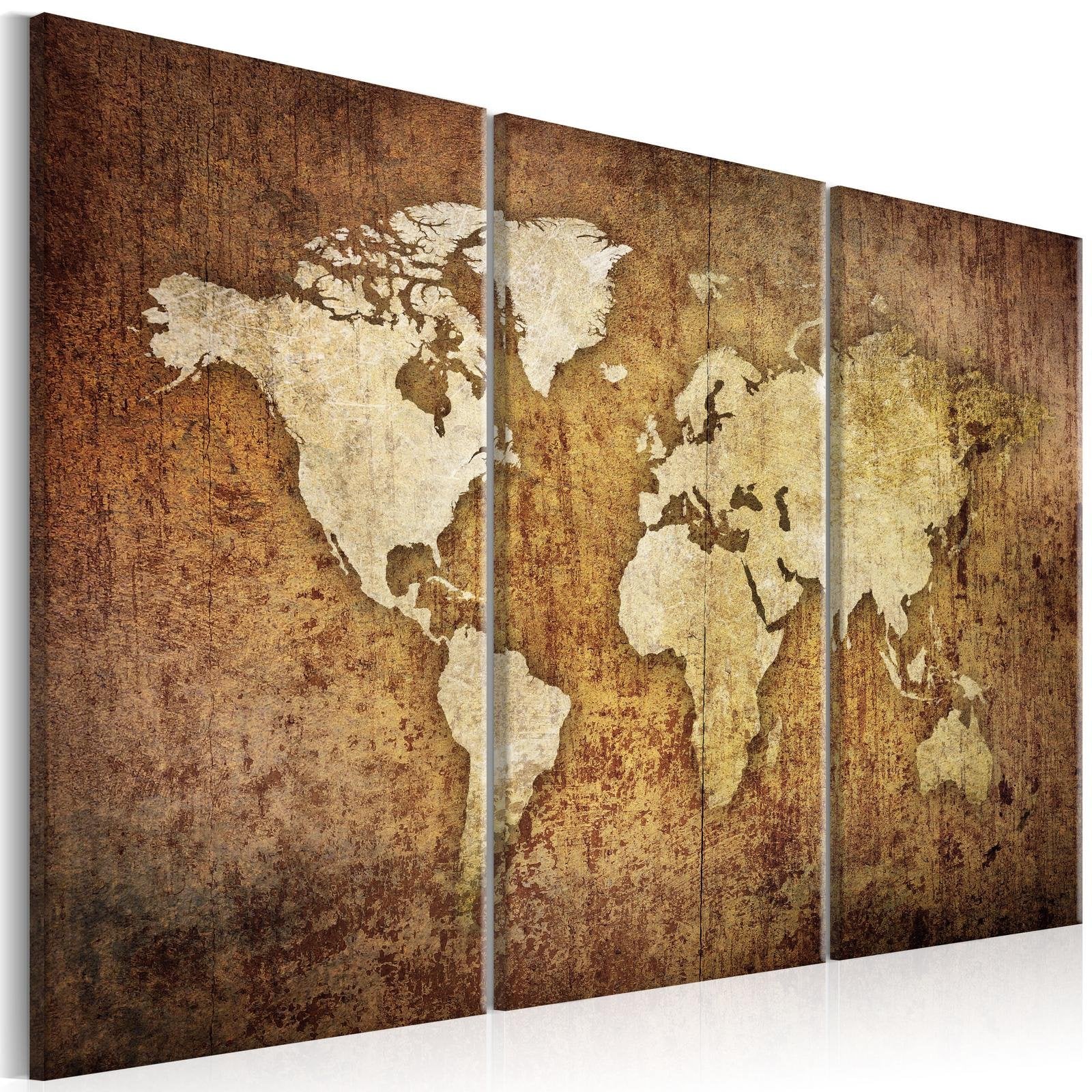 Stretched Canvas World Map Art - World Map: Brown Texture-Tiptophomedecor