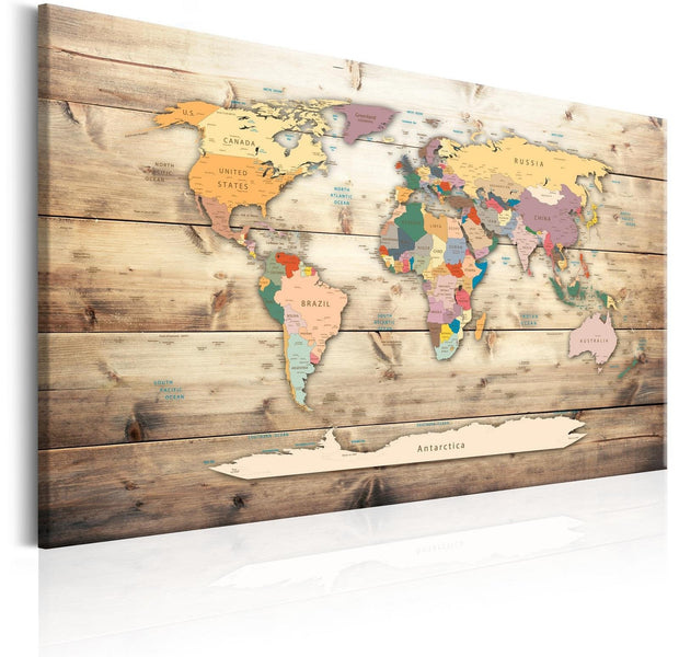 Stretched Canvas World Map Art - World Map: Colourful Continents-Tiptophomedecor