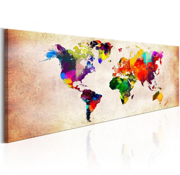 Stretched Canvas World Map Art - World Map: Colourful Ramble-Tiptophomedecor