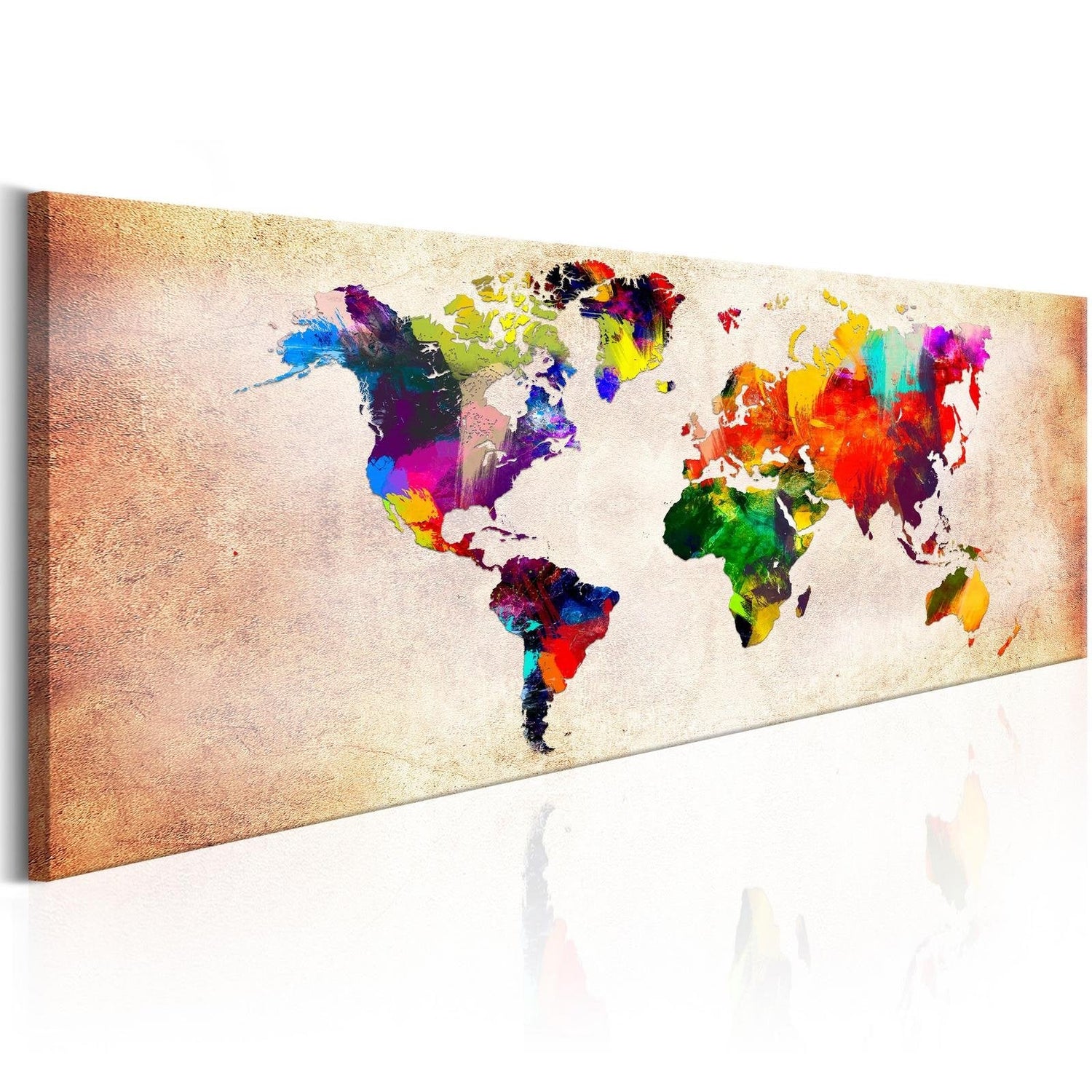 Stretched Canvas World Map Art - World Map: Colourful Ramble-Tiptophomedecor