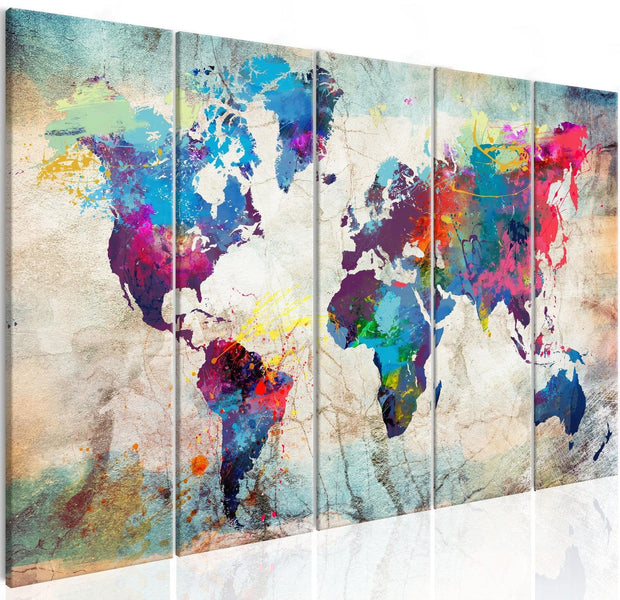 Stretched Canvas World Map Art - World Map: Cracked Wall-Tiptophomedecor