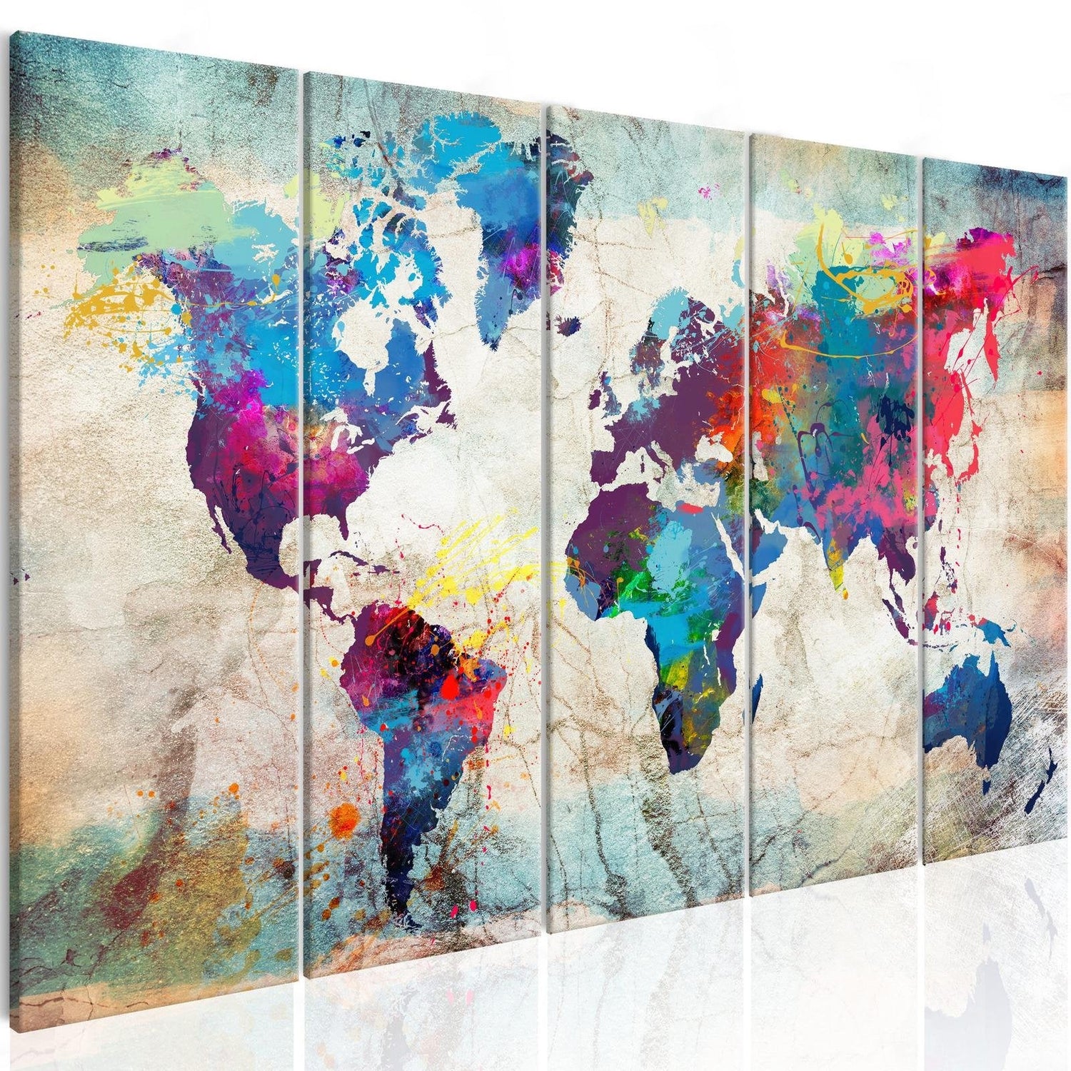 Stretched Canvas World Map Art - World Map: Cracked Wall-Tiptophomedecor