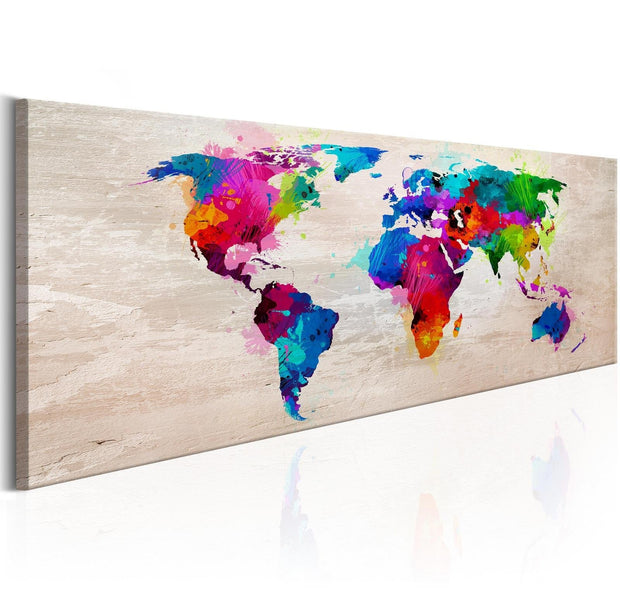Stretched Canvas World Map Art - World Map: Finesse Of Colours-Tiptophomedecor