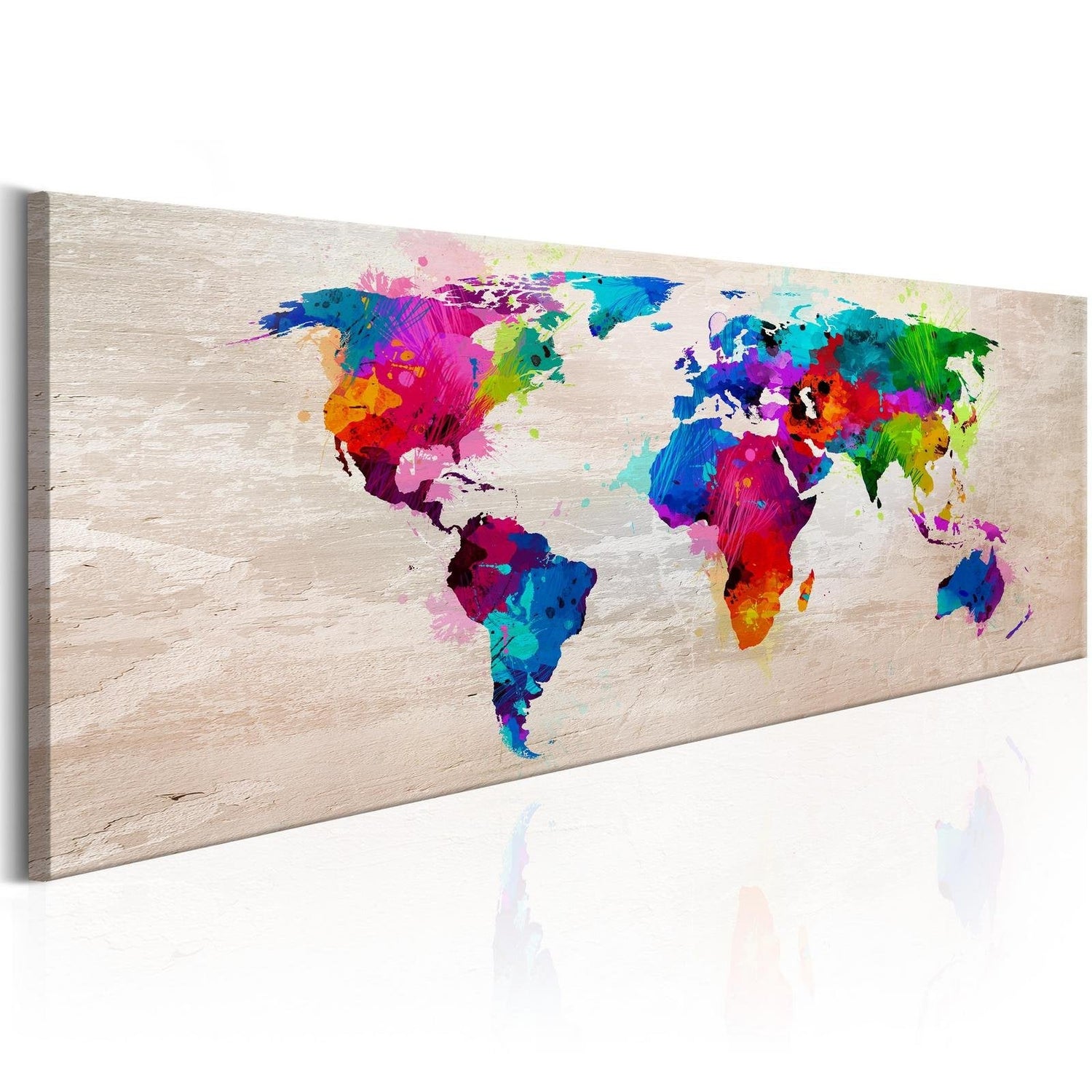 Stretched Canvas World Map Art - World Map: Finesse Of Colours-Tiptophomedecor