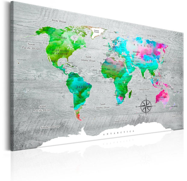 Stretched Canvas World Map Art - World Map: Green Paradise-Tiptophomedecor