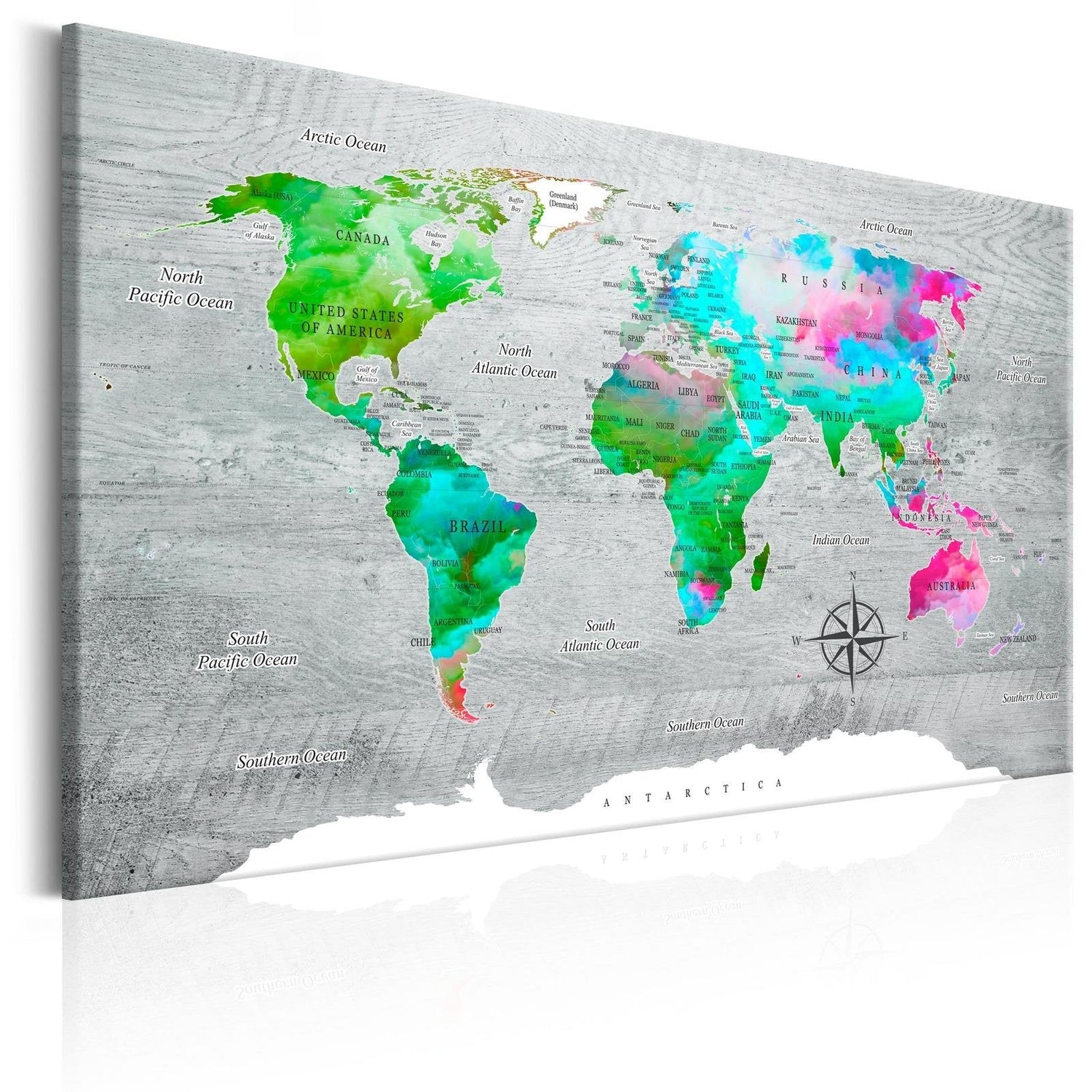 Stretched Canvas World Map Art - World Map: Green Paradise-Tiptophomedecor