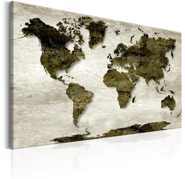 Stretched Canvas World Map Art - World Map: Green Planet-Tiptophomedecor