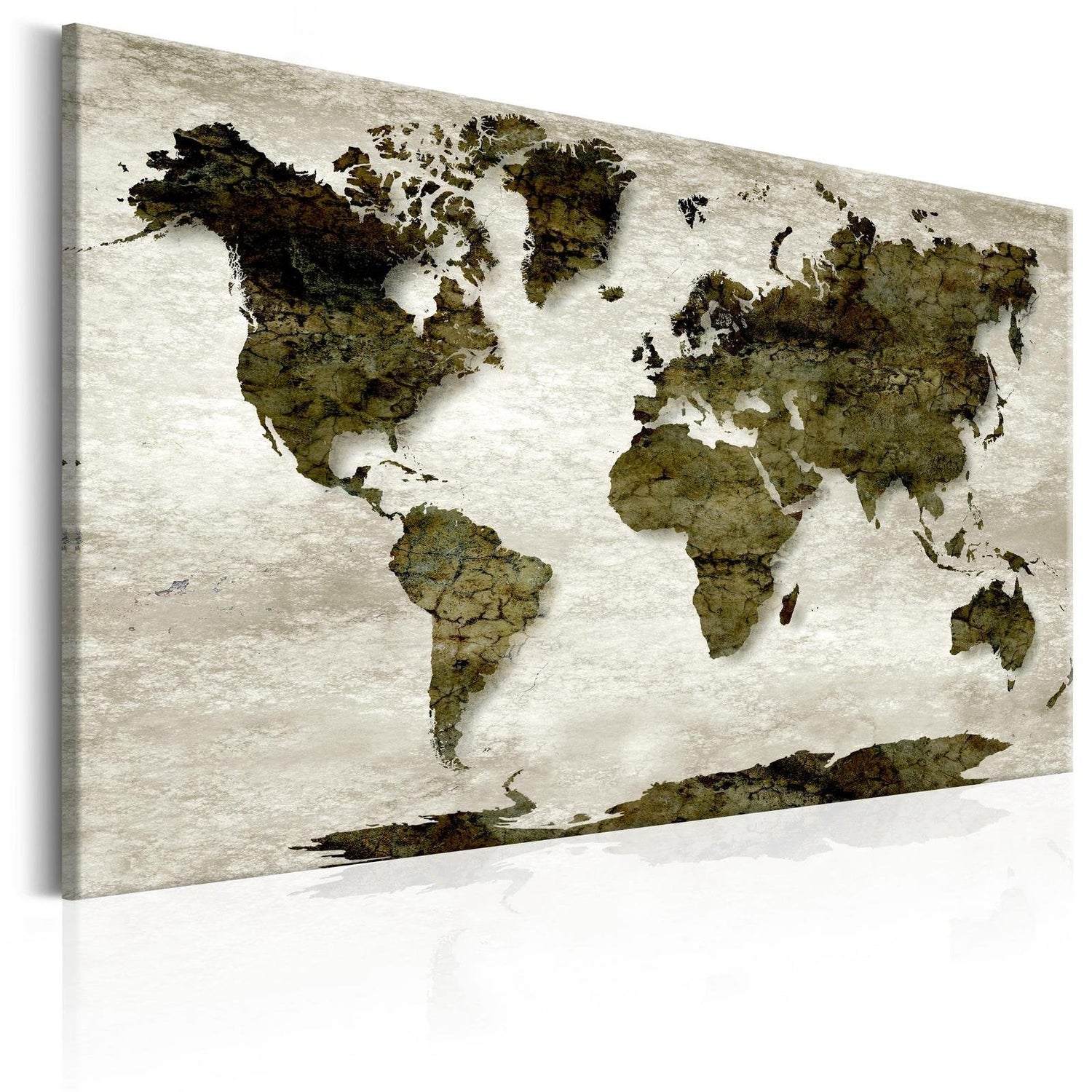 Stretched Canvas World Map Art - World Map: Green Planet-Tiptophomedecor