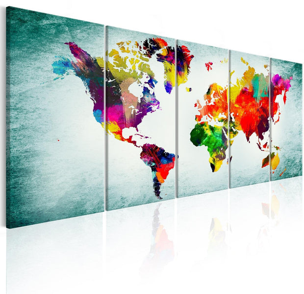 Stretched Canvas World Map Art - World Map: Green Vignette-Tiptophomedecor
