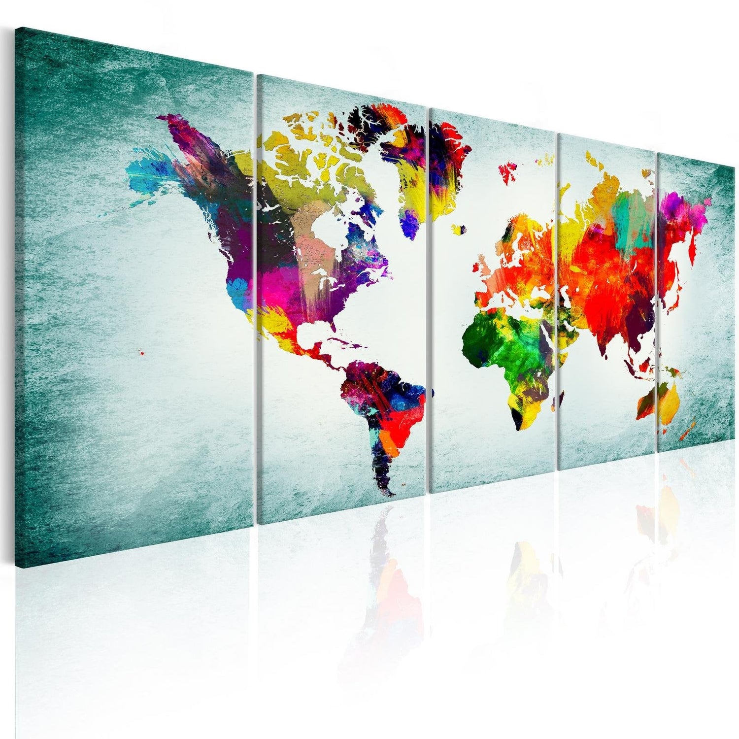 Stretched Canvas World Map Art - World Map: Green Vignette-Tiptophomedecor