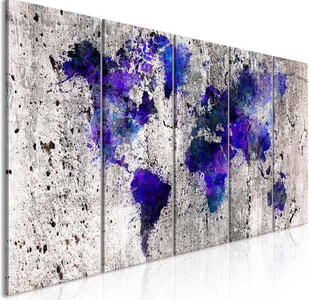 Stretched Canvas World Map Art - World Map: Ink Blots Narrow-Tiptophomedecor