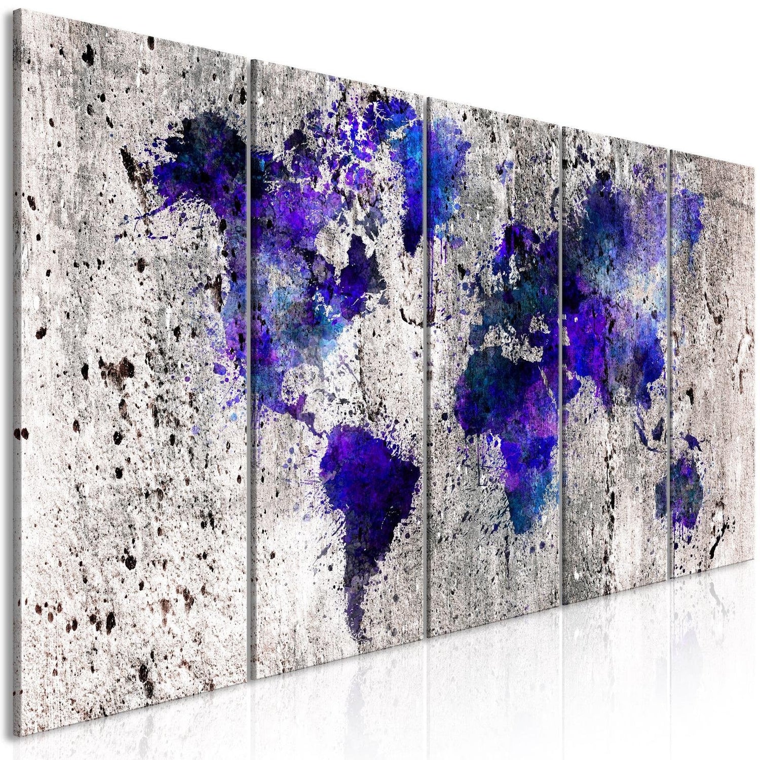 Stretched Canvas World Map Art - World Map: Ink Blots Narrow-Tiptophomedecor