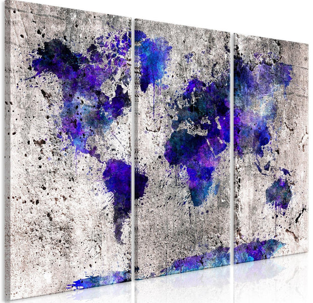 Stretched Canvas World Map Art - World Map: Ink Blots-Tiptophomedecor