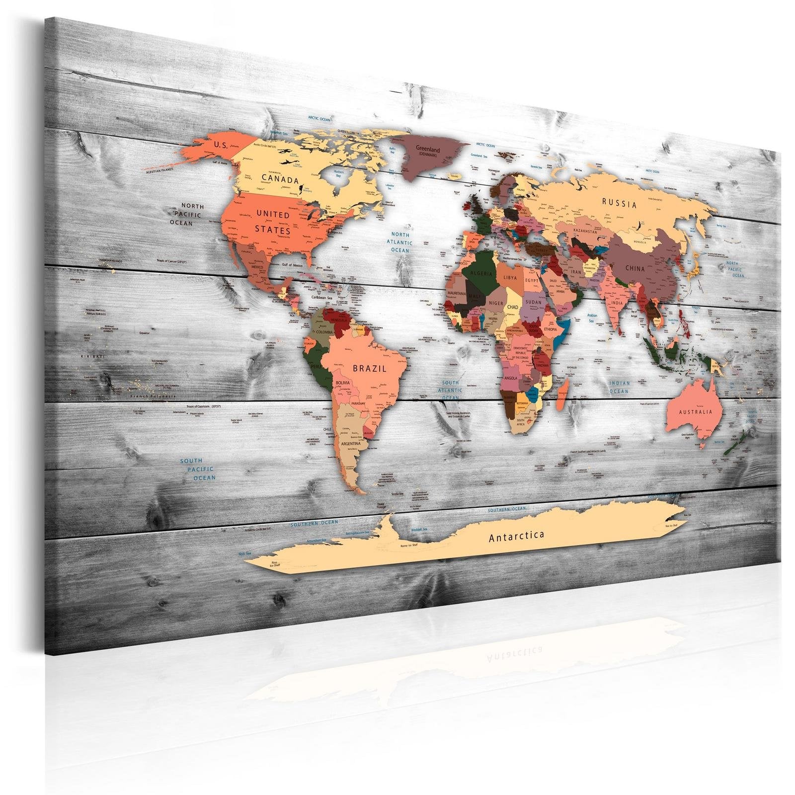 Stretched Canvas World Map Art - World Map: New Directions-Tiptophomedecor
