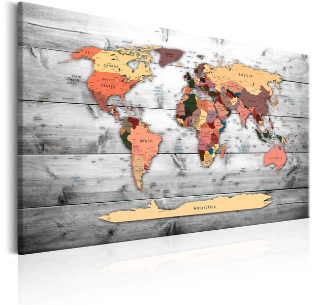 Stretched Canvas World Map Art - World Map: New Directions-Tiptophomedecor