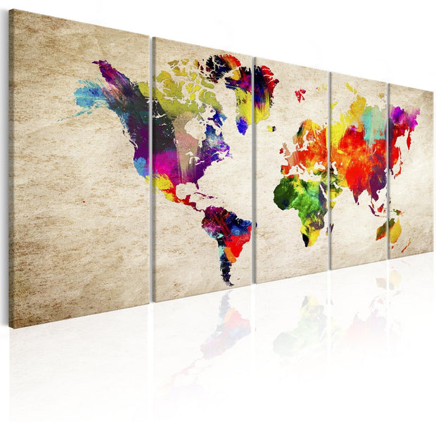 Stretched Canvas World Map Art - World Map: Painted World-Tiptophomedecor