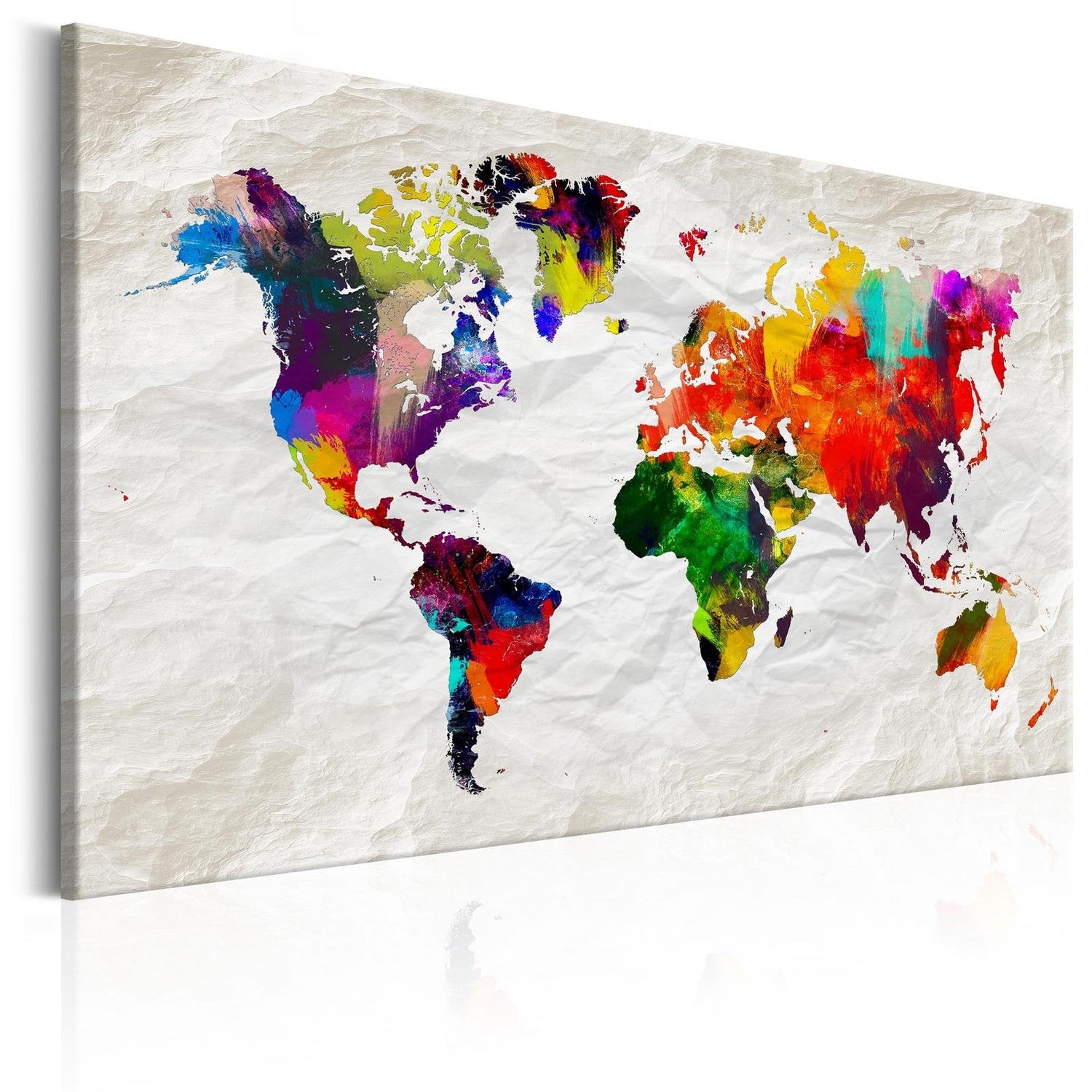 Stretched Canvas World Map Art - World Map: Rainbow Madness-Tiptophomedecor