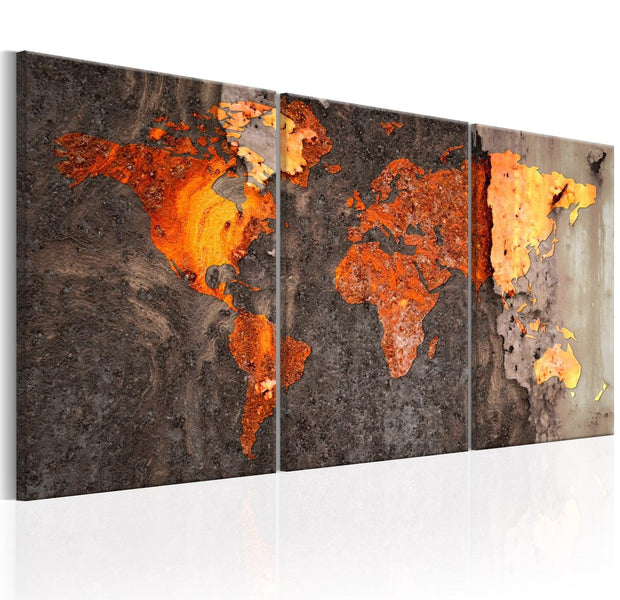 Stretched Canvas World Map Art - World Map: Rusty World-Tiptophomedecor