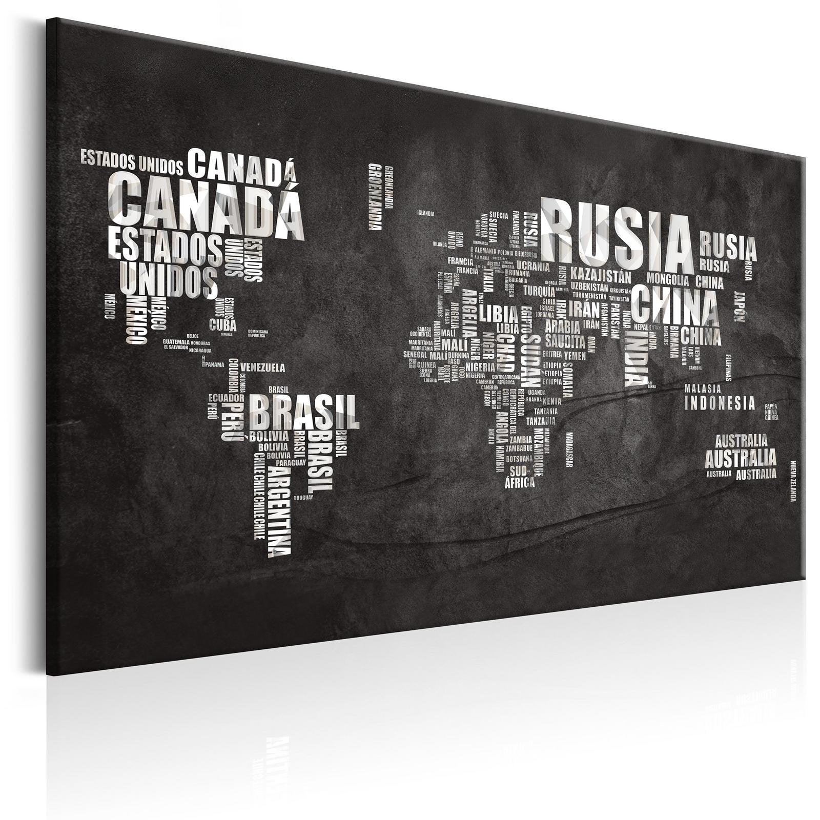 Stretched Canvas World Map Art - World Map: Spanish Geography (Es)-Tiptophomedecor