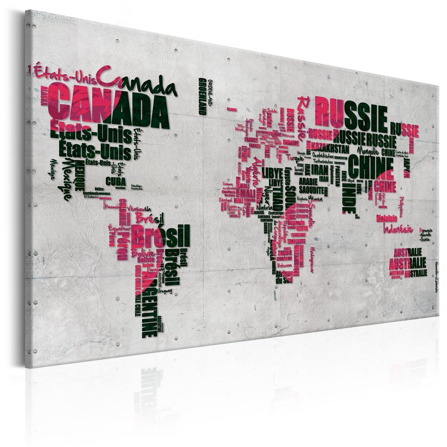Stretched Canvas World Map Art - World Map: The French Connection (Fr)-Tiptophomedecor