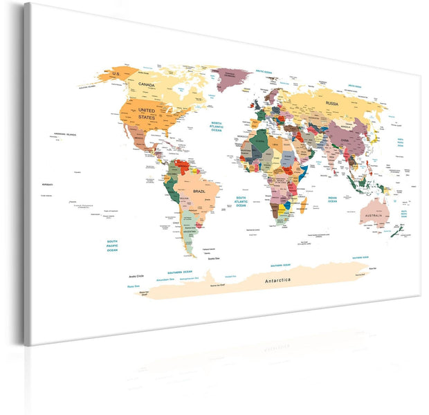 Stretched Canvas World Map Art - World Map: Travel Around The World-Tiptophomedecor