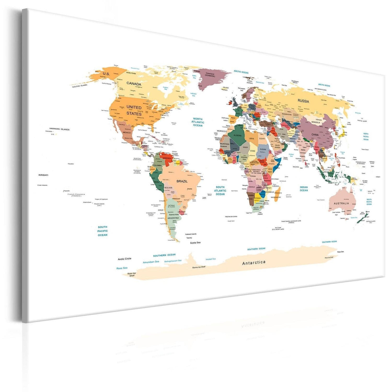 Stretched Canvas World Map Art - World Map: Travel Around The World-Tiptophomedecor