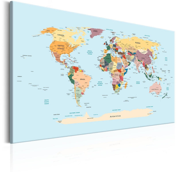 Stretched Canvas World Map Art - World Map: Travel With Me-Tiptophomedecor