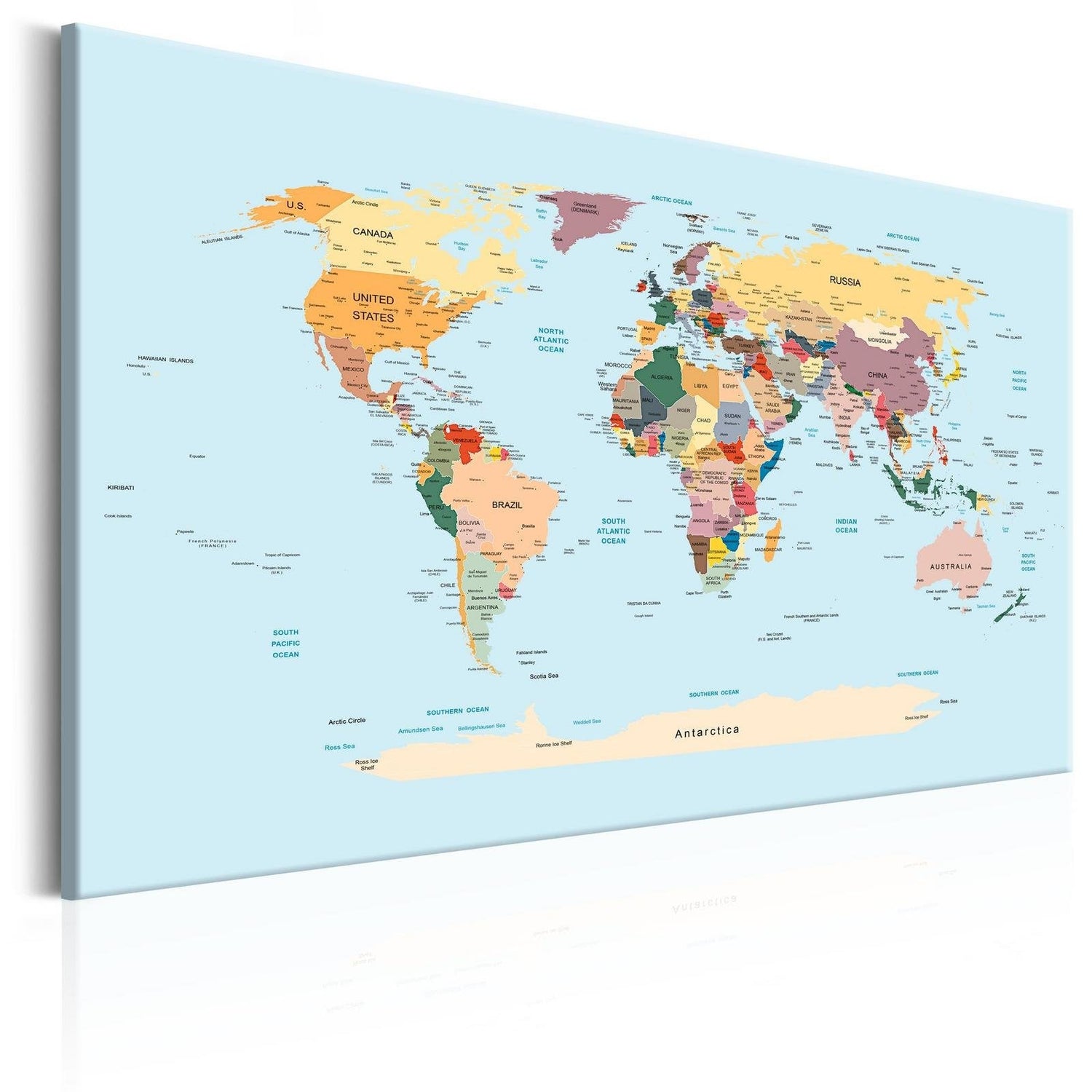 Stretched Canvas World Map Art - World Map: Travel With Me-Tiptophomedecor