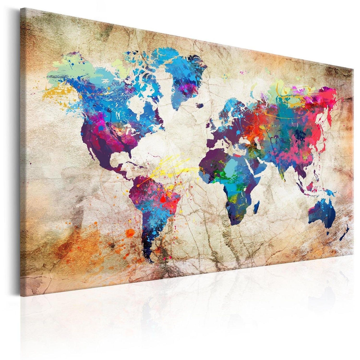 Stretched Canvas World Map Art - World Map: Urban Style-Tiptophomedecor