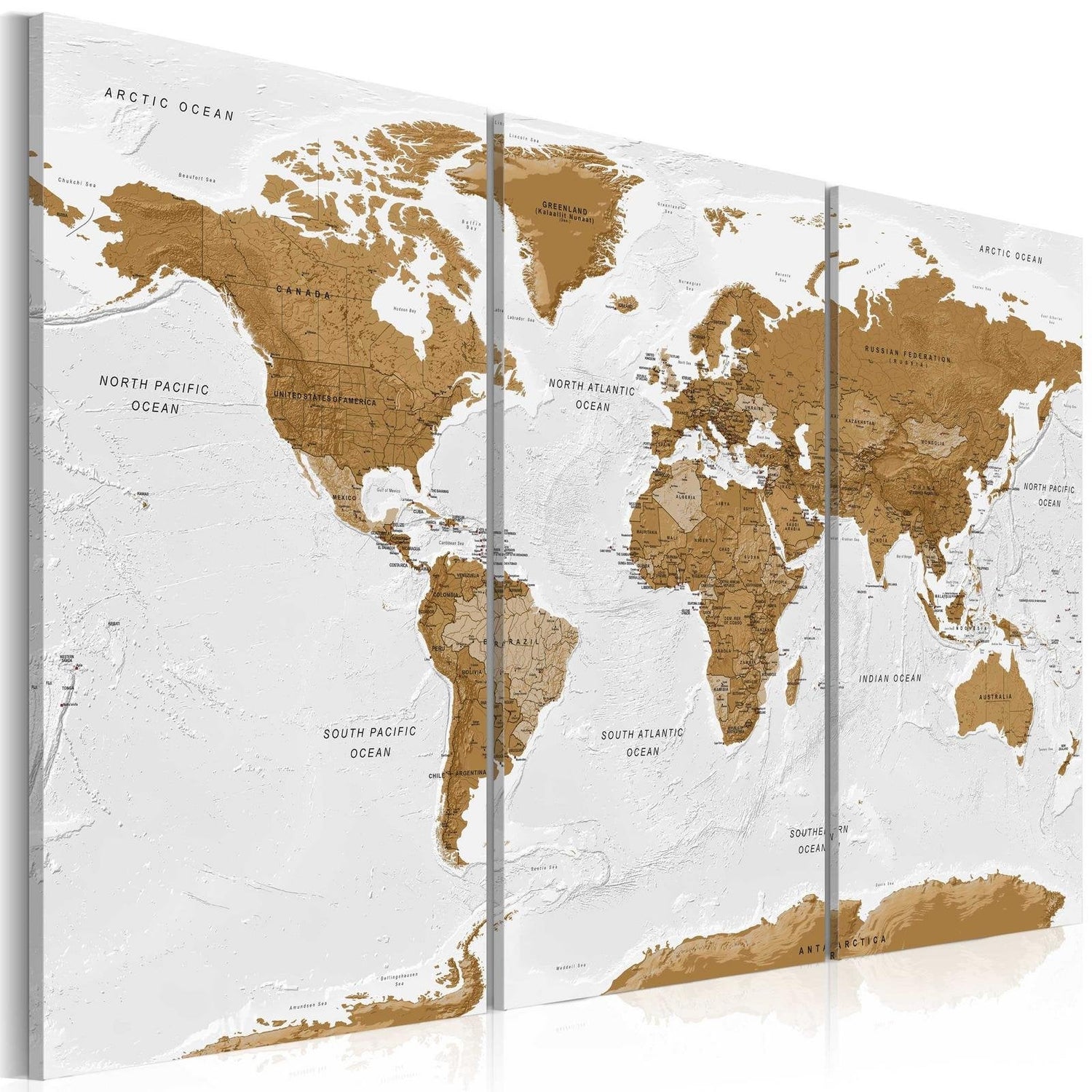 Stretched Canvas World Map Art - World Map: White Poetry-Tiptophomedecor