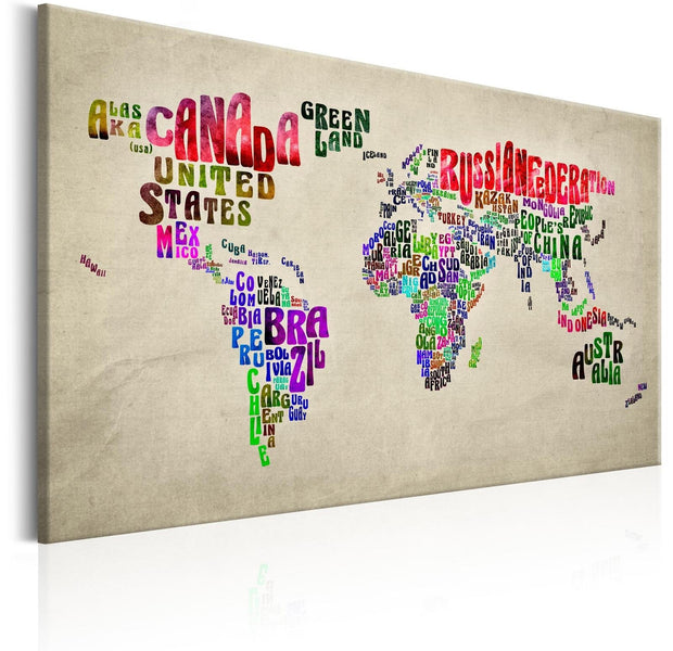 Stretched Canvas World Map Art - World Map: World Tour (En)-Tiptophomedecor