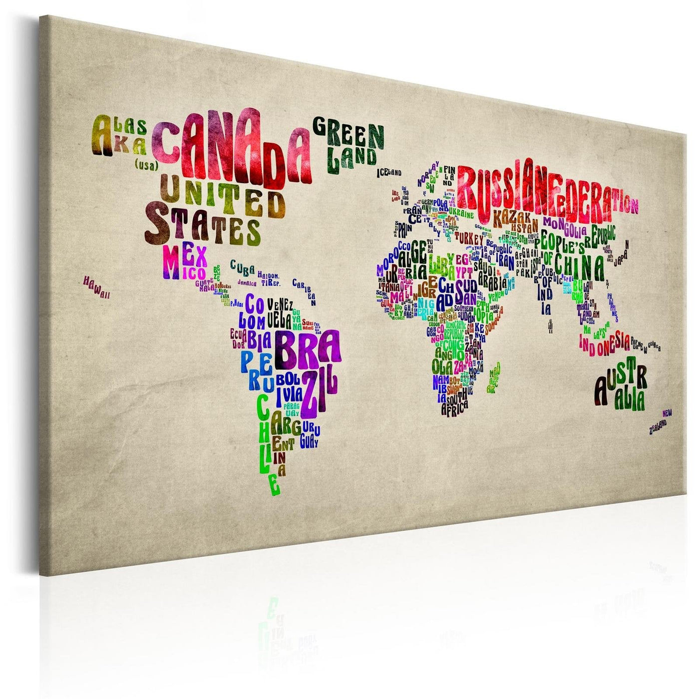 Stretched Canvas World Map Art - World Map: World Tour (En)-Tiptophomedecor