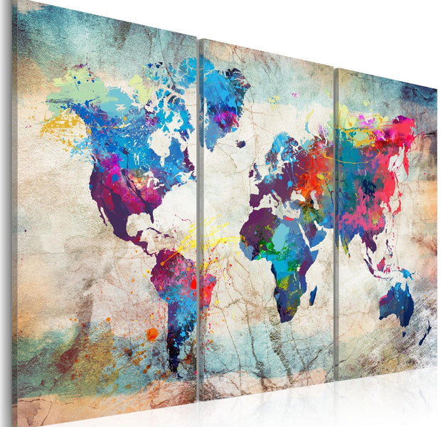 Stretched Canvas World Map Art - World Maps: Modern Style-Tiptophomedecor