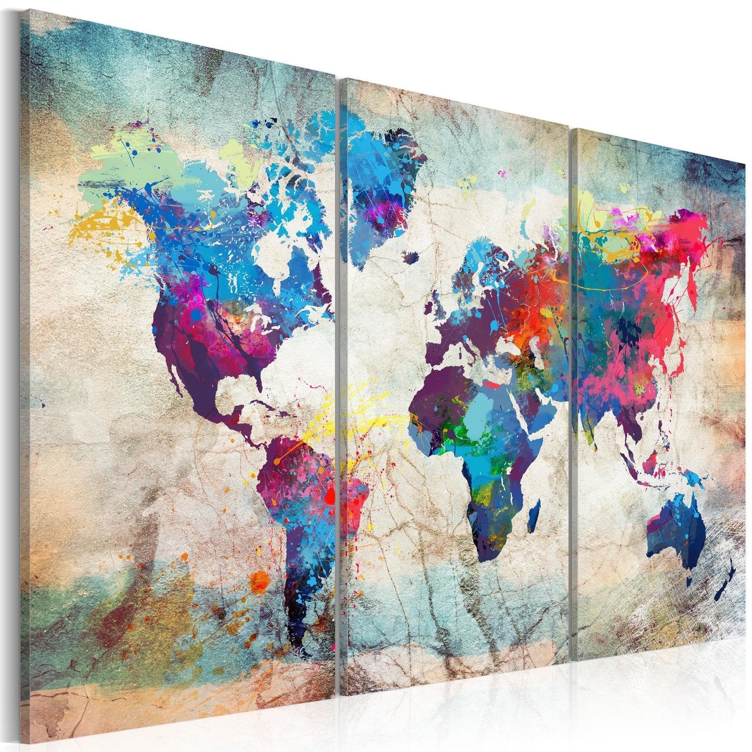 Stretched Canvas World Map Art - World Maps: Modern Style-Tiptophomedecor