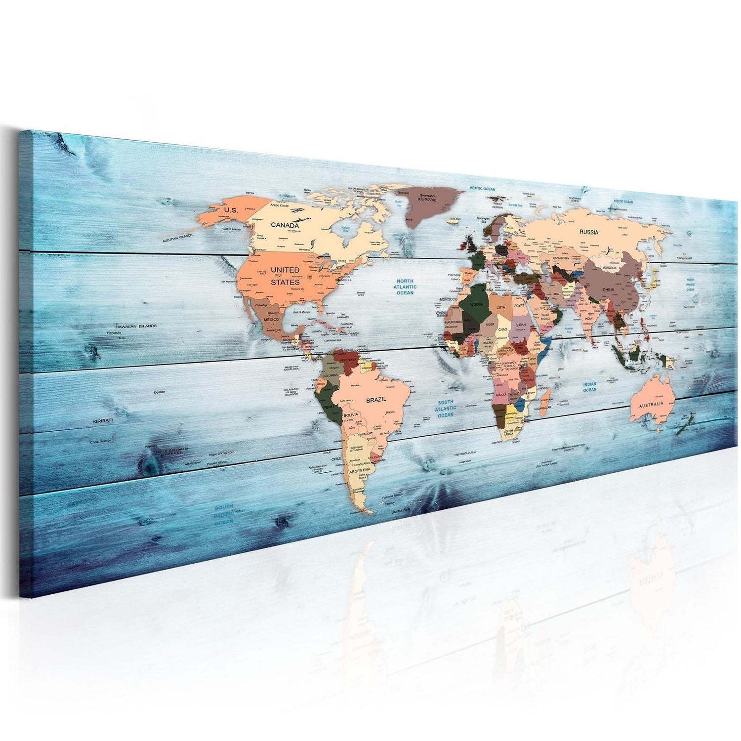 Stretched Canvas World Map Art - World Maps: Sapphire Travels-Tiptophomedecor