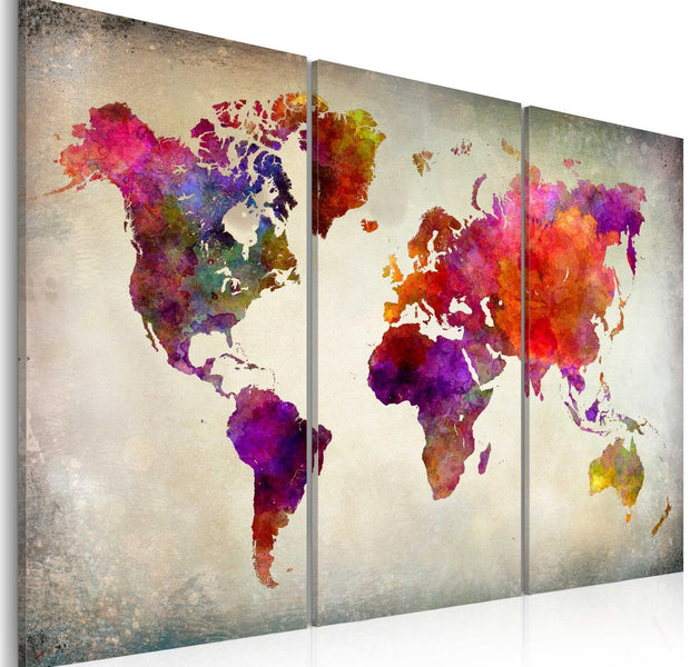Stretched Canvas World Map Art - World - Mosaic Of Colours-Tiptophomedecor