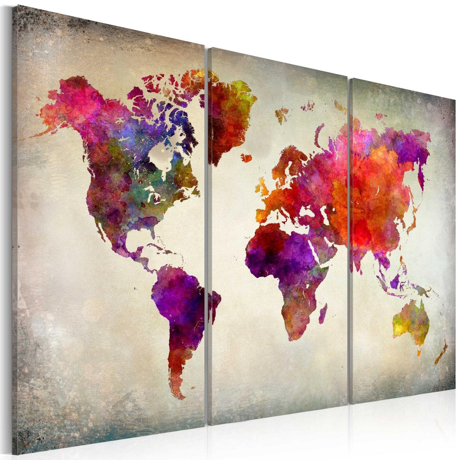 Stretched Canvas World Map Art - World - Mosaic Of Colours-Tiptophomedecor