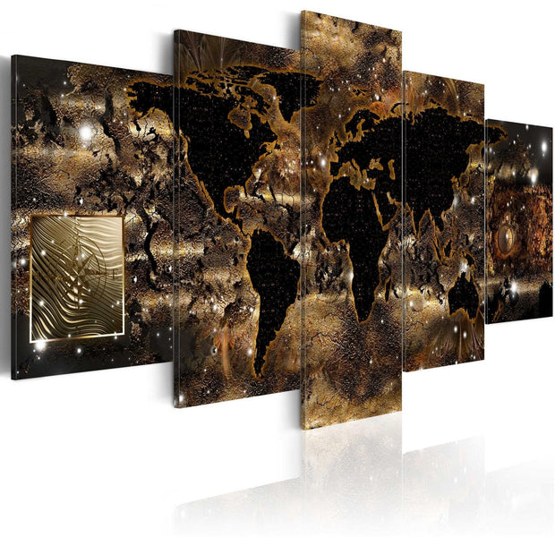 Stretched Canvas World Map Art - World Of Bronze-Tiptophomedecor