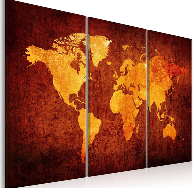 Stretched Canvas World Map Art - World Of Orange-Tiptophomedecor