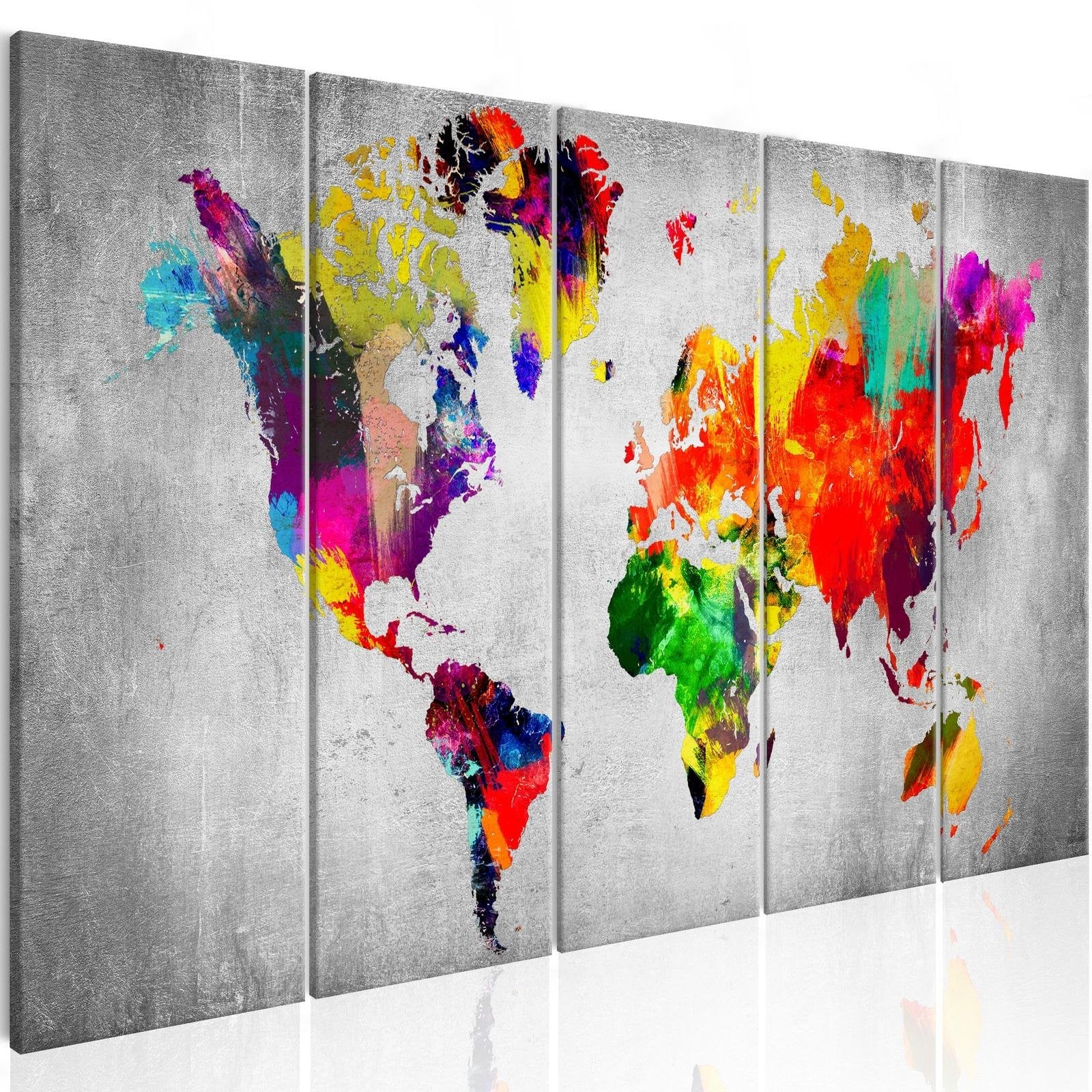 Stretched Canvas World Map Art - World On Concrete-Tiptophomedecor
