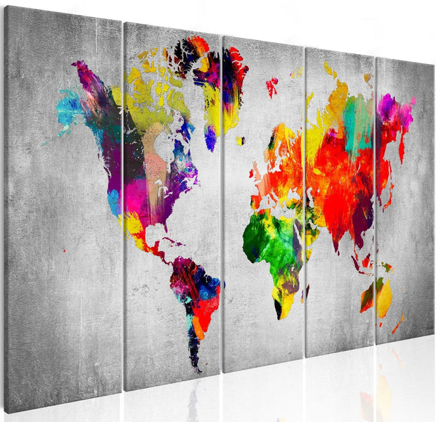 Stretched Canvas World Map Art - World On Concrete-Tiptophomedecor