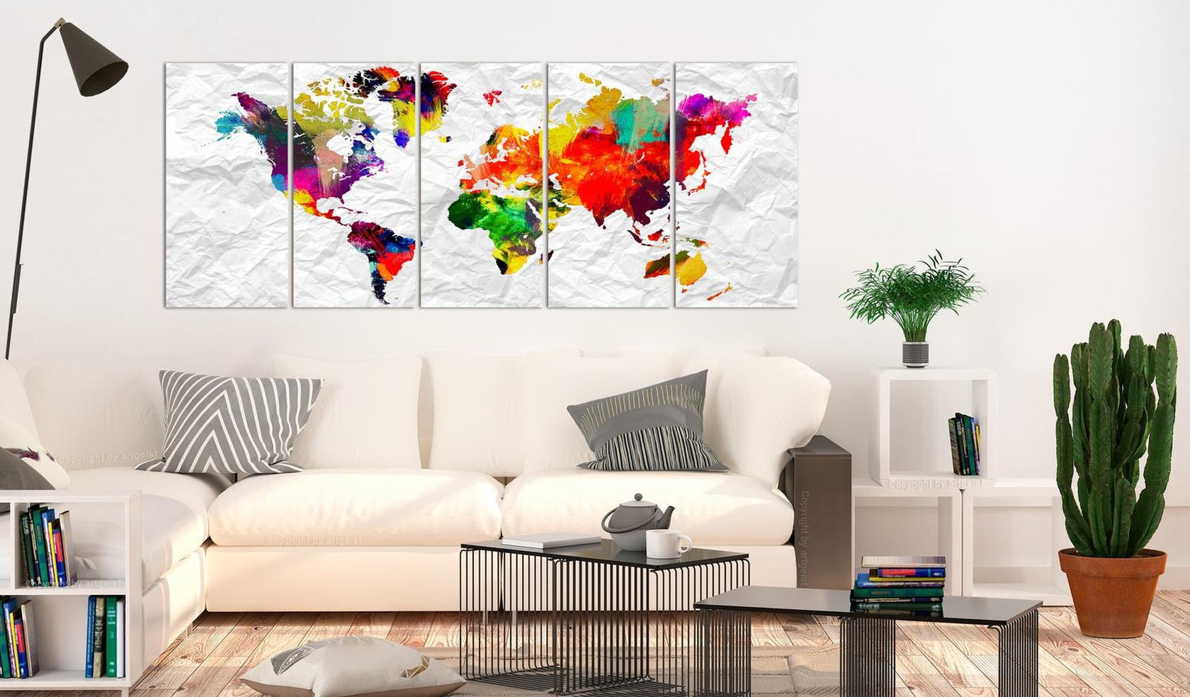 Stretched Canvas World Map Art - World On Paper-Tiptophomedecor