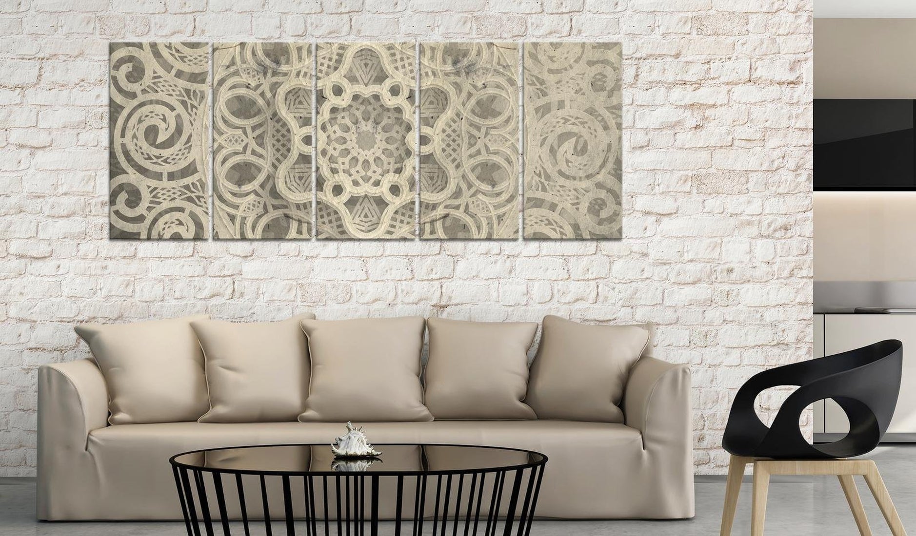 Stretched Canvas Zen Art - Austere Mandala-Tiptophomedecor